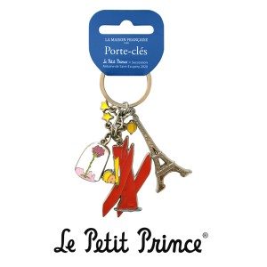 Ключодържател с Малкия принц и самолета, розата и Айфеловата кула